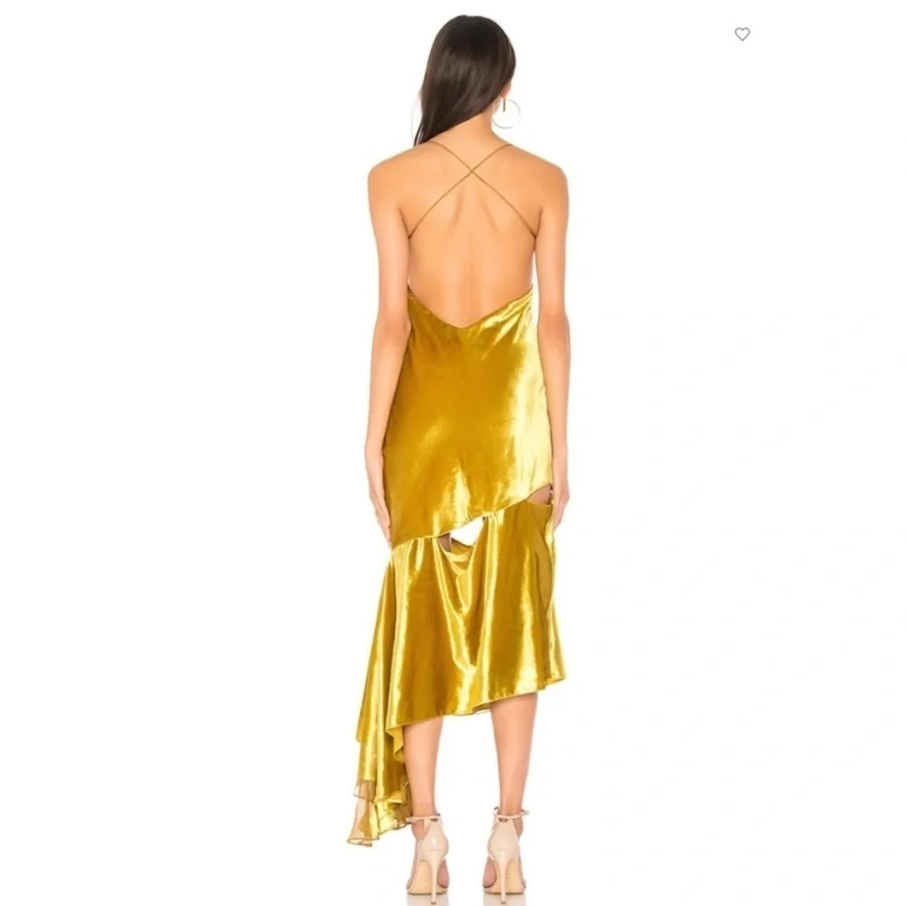 Milly Gold Velour Velvet Bias Slip Dress Size 0